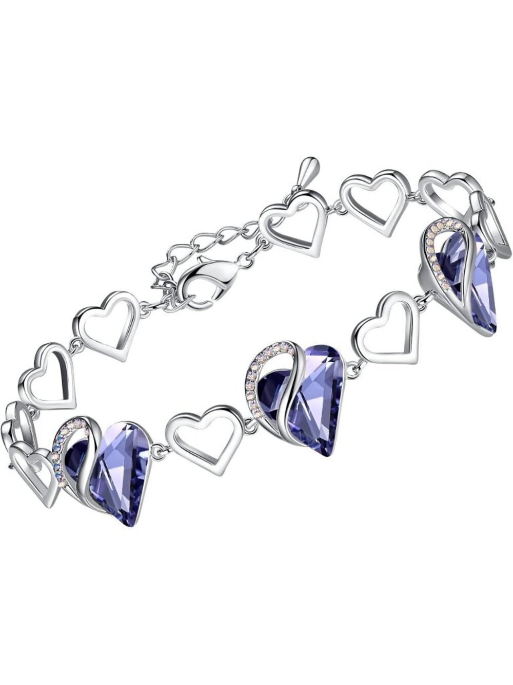 Women's Blue Heart Brass  Healing Stone Crystal Healing Stone Crystal Bracelet